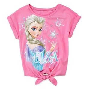 *Disney Frozen Elsa Girls Scoop Neck, Cap Sleeves